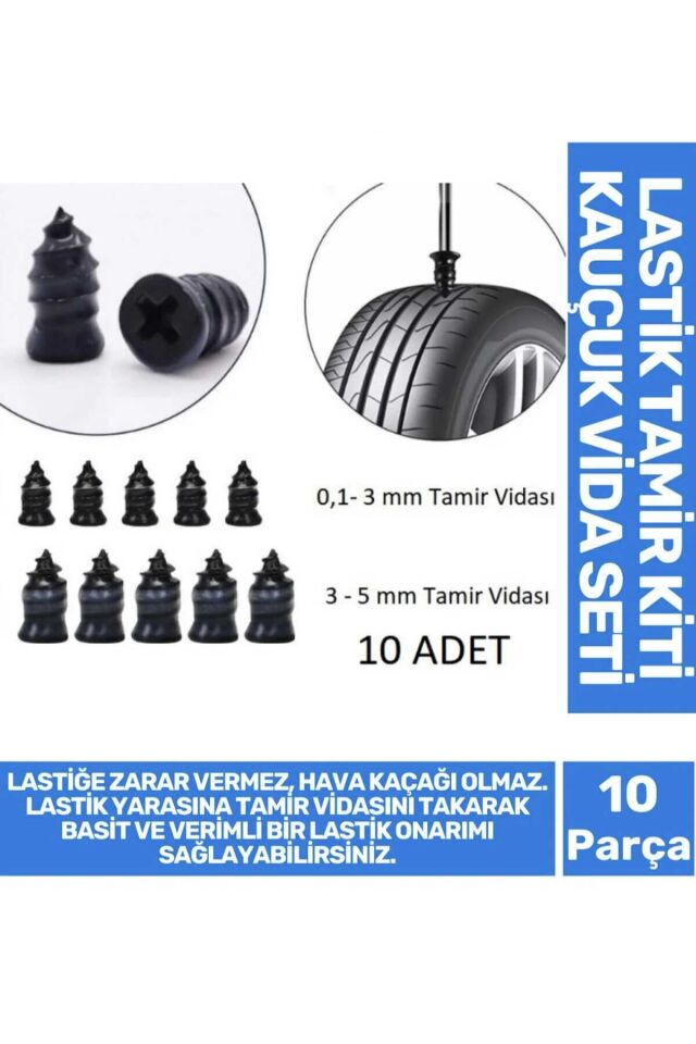Araba Motorsiklet Lastik Tamir Vida seti 10 parça set