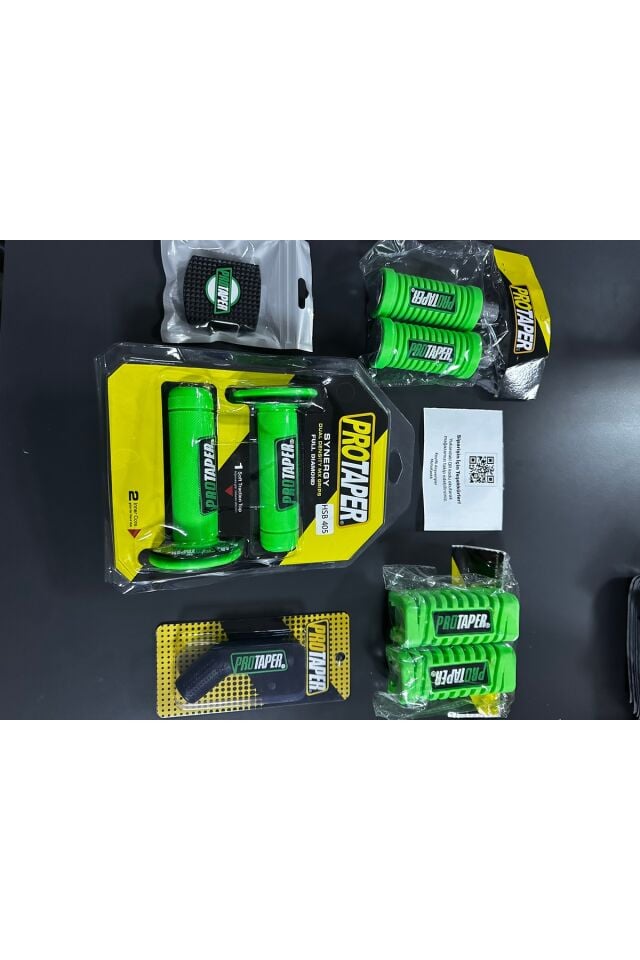 Protaper YEŞİL (PARLAK) Elcik Ön Arka Basamak Fren Vites Lastiği Seti / Cg cub Modifiye Aksesuar