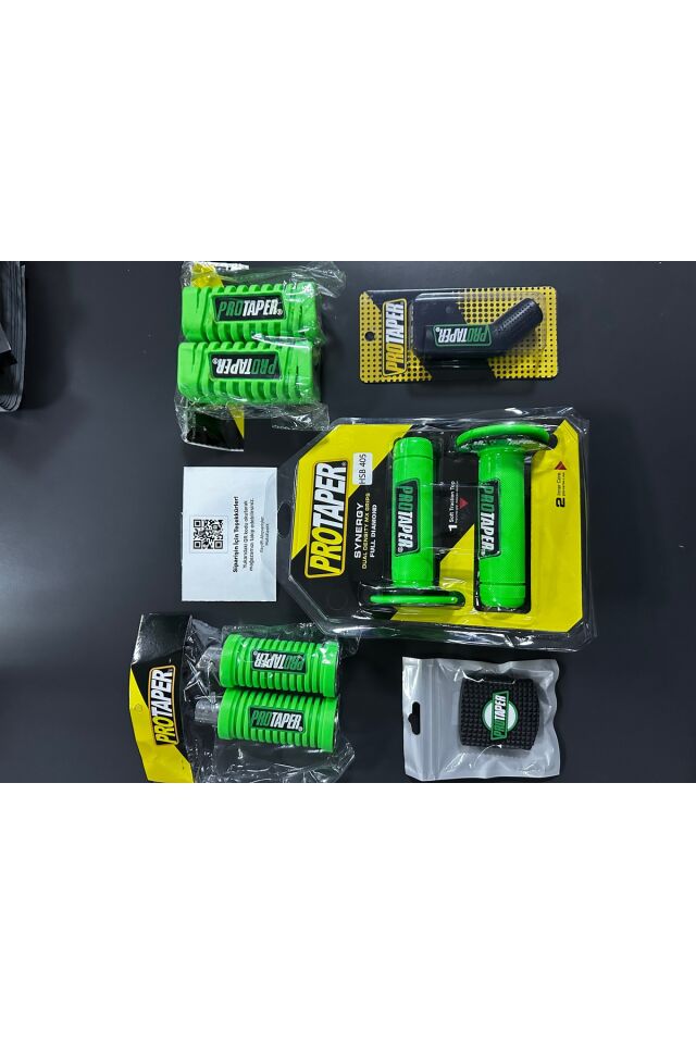 Protaper YEŞİL (PARLAK) Elcik Ön Arka Basamak Fren Vites Lastiği Seti / Cg cub Modifiye Aksesuar