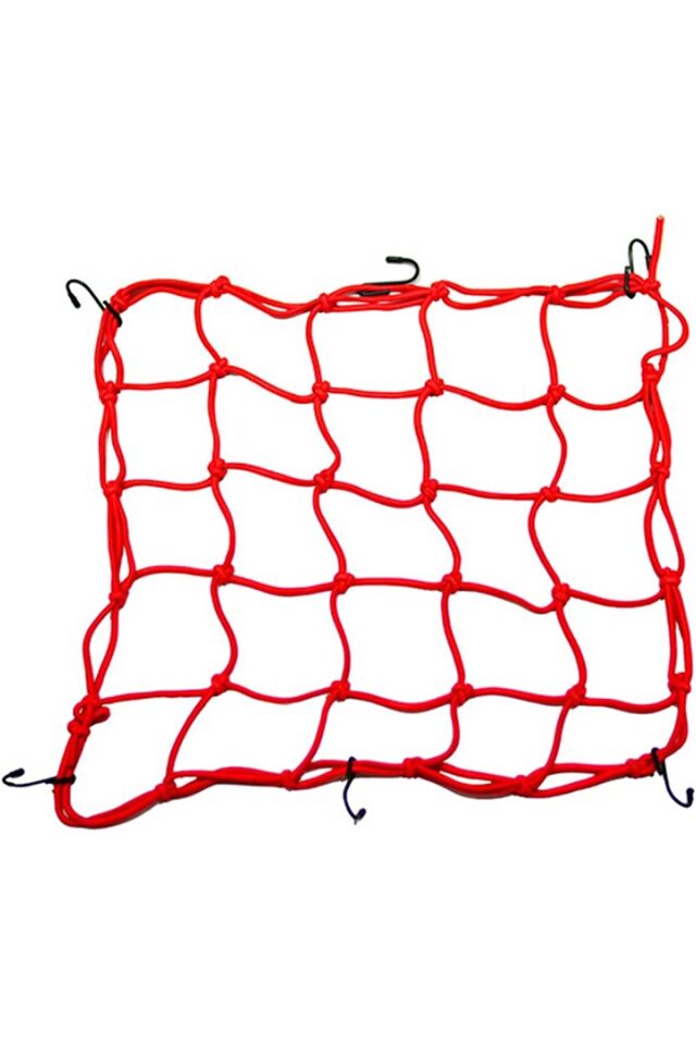 Motorsiklet Kask Yük Filesi 40x40 Cm 6 Kancalı Kırmızı