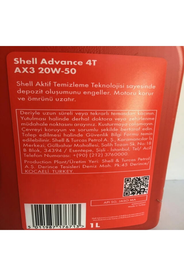 Yağ 20/50 Advance 4t Ax3 Mineral 1 L Motosiklet Yağı