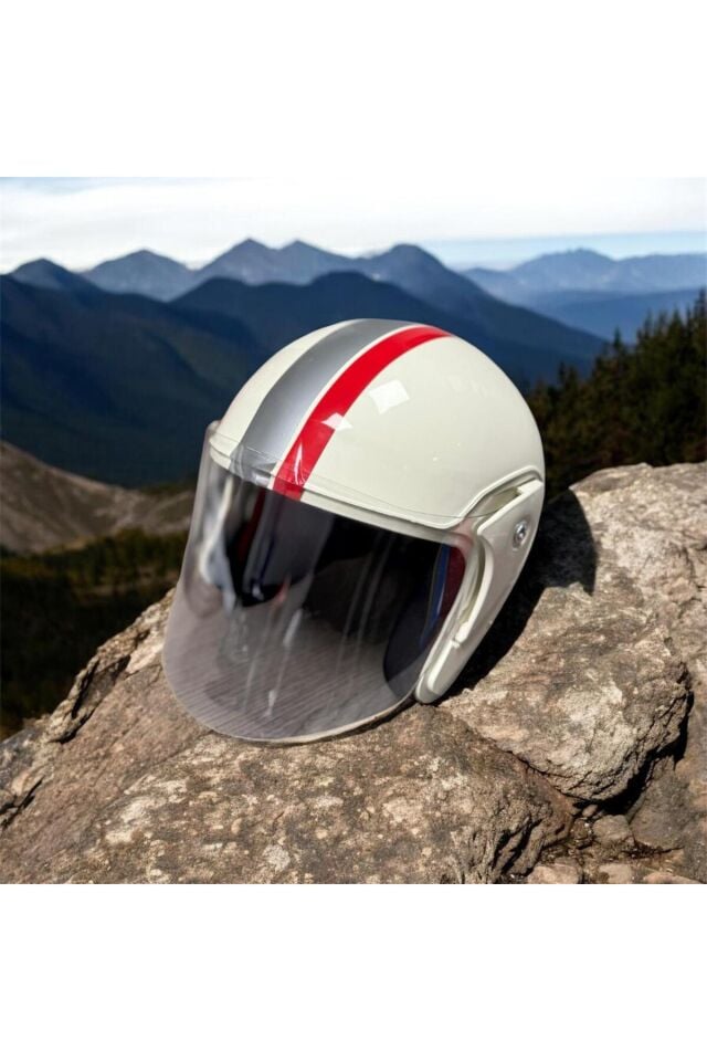 Yarım Model Kask - Açık Kask,Motosiklet Kaskı Beyaz