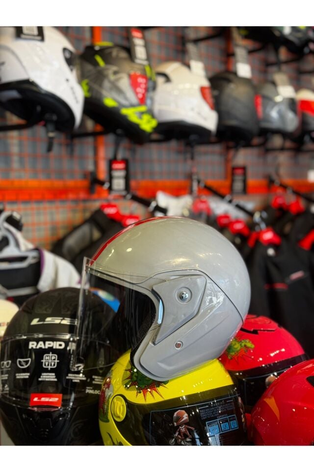 Yarım Model Kask - Açık Kask,Motosiklet Kaskı Gri