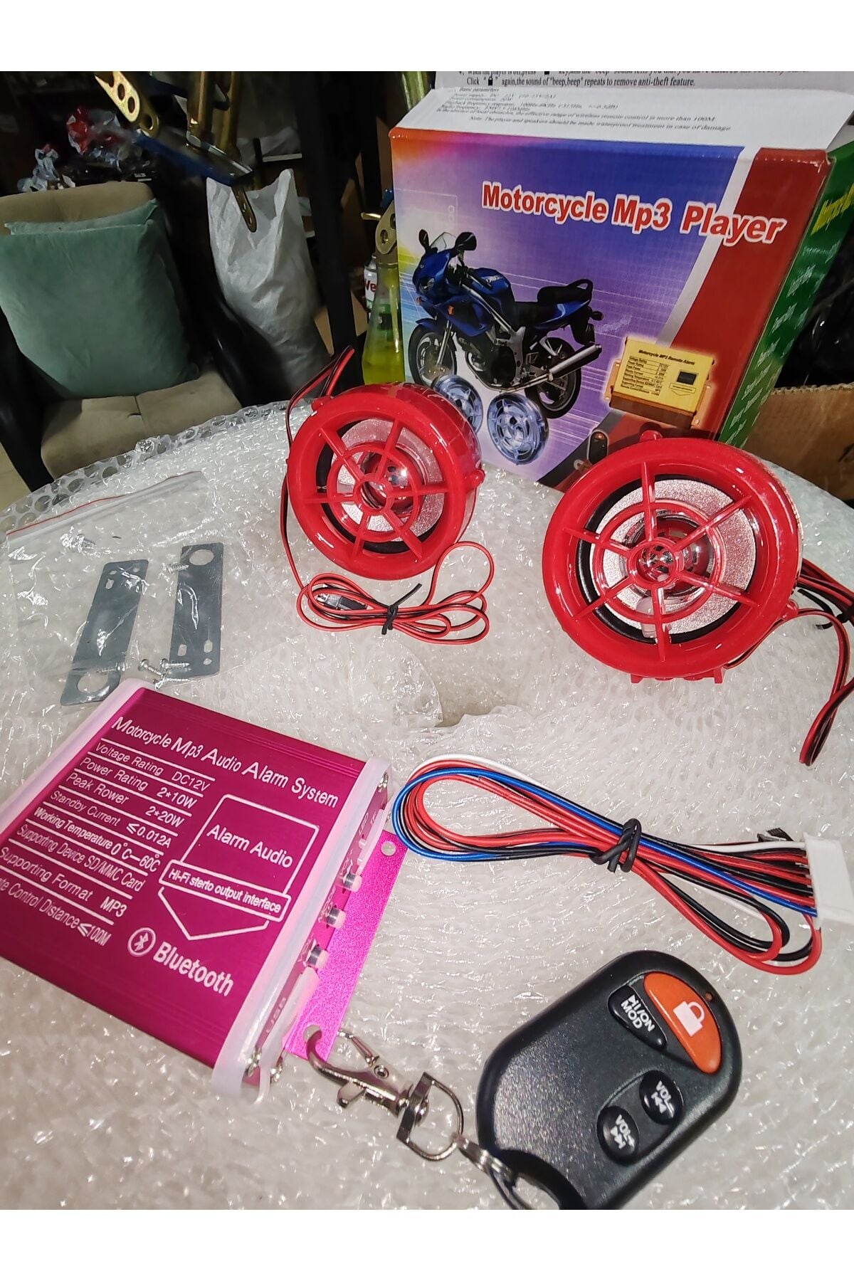 Motosiklet Alarm Seti [bluetooth] Müzik Çalar Mp3 Motorsiklet Alarım ışıklı