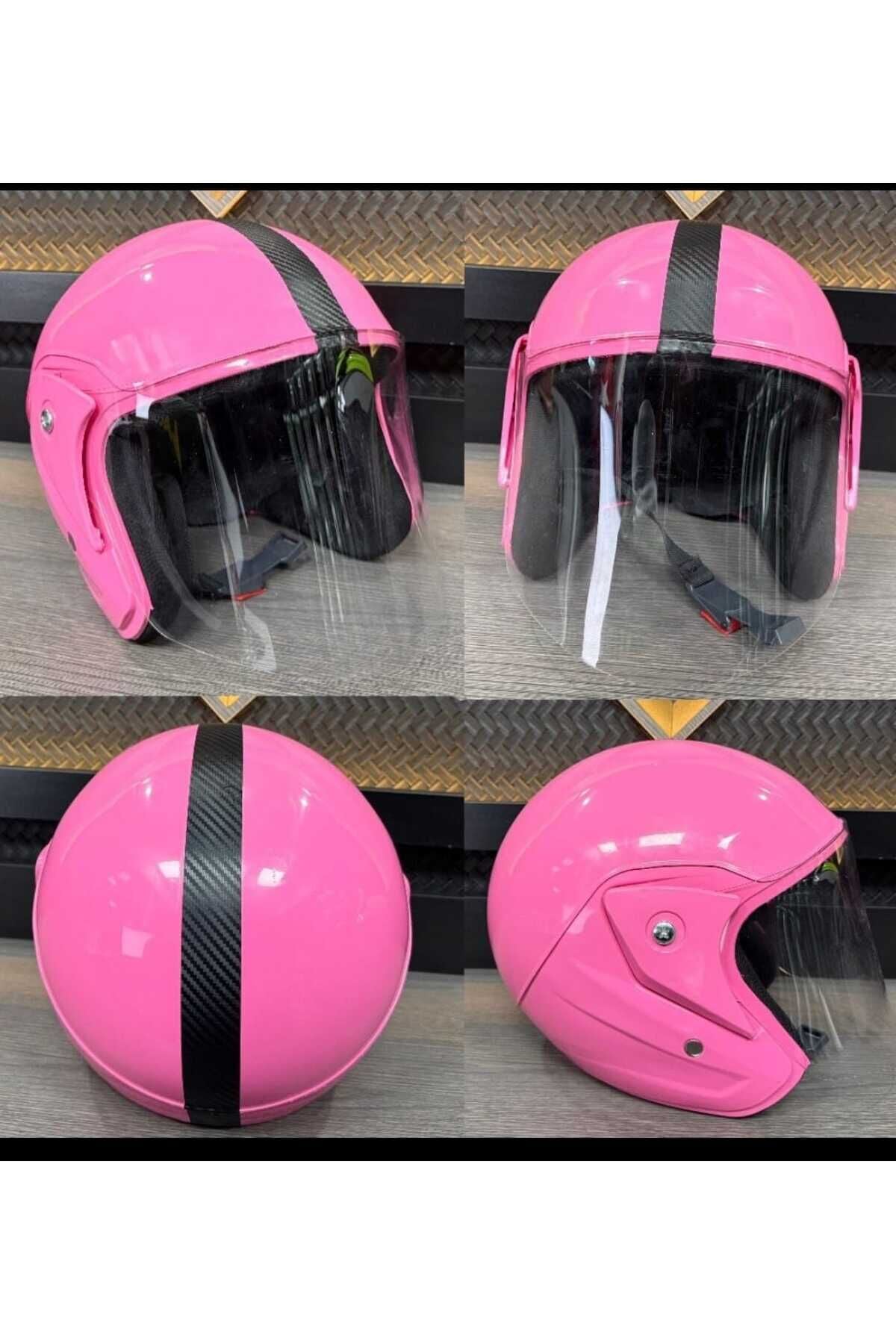 Yarım Model Pembe Kask - Açık Kask Pembe L BEden KAFA ÖLÇÜMÜ 59/60 cm